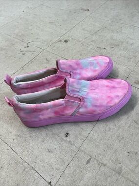 Women’s  Pink Tie-Dye Summer vibes Slip-On Sneakers 11